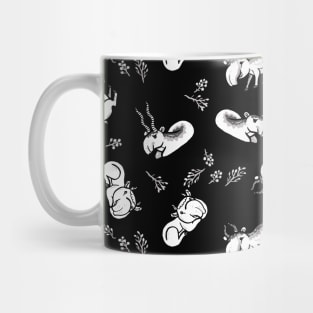 Saiga antelope family black and white pattern Mug